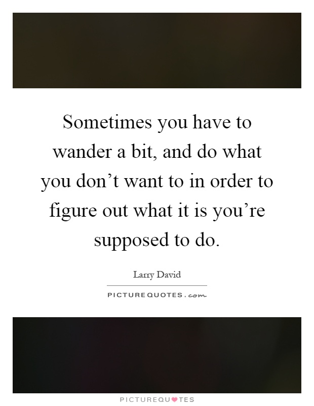 Sometimes you have to wander a bit, and do what you don't want to in order to figure out what it is you're supposed to do Picture Quote #1