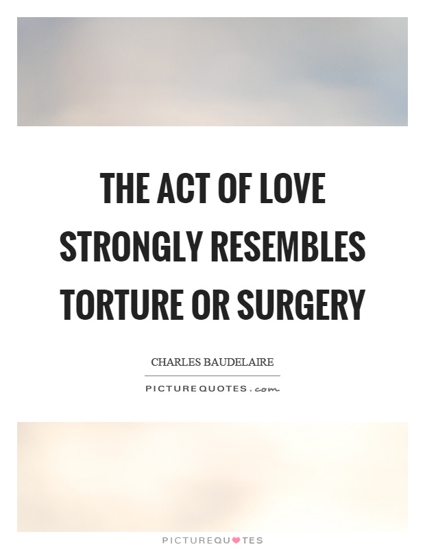 The act of love strongly resembles torture or surgery Picture Quote #1