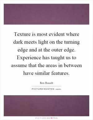Texture is most evident where dark meets light on the turning edge and at the outer edge. Experience has taught us to assume that the areas in between have similar features Picture Quote #1