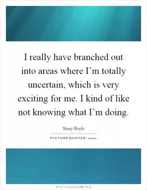 I really have branched out into areas where I’m totally uncertain, which is very exciting for me. I kind of like not knowing what I’m doing Picture Quote #1