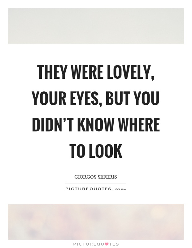 They were lovely, your eyes, but you didn't know where to look Picture Quote #1