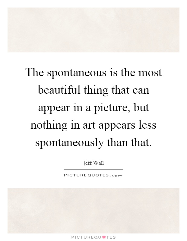 The spontaneous is the most beautiful thing that can appear in a picture, but nothing in art appears less spontaneously than that Picture Quote #1