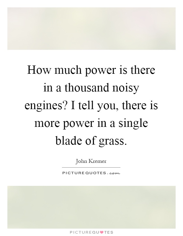 How much power is there in a thousand noisy engines? I tell you, there is more power in a single blade of grass Picture Quote #1
