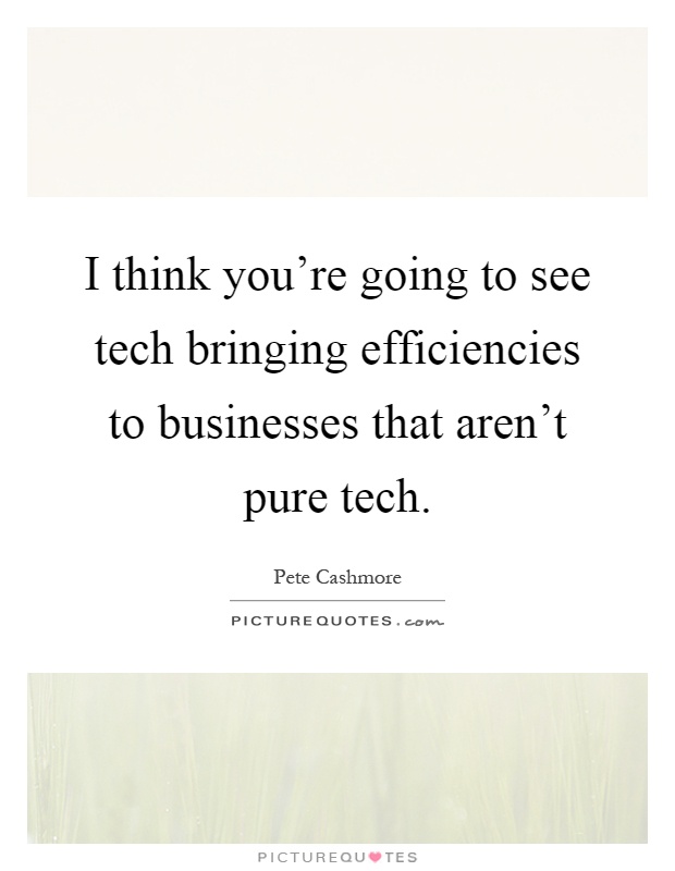 I think you're going to see tech bringing efficiencies to businesses that aren't pure tech Picture Quote #1