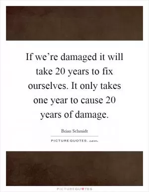 If we’re damaged it will take 20 years to fix ourselves. It only takes one year to cause 20 years of damage Picture Quote #1