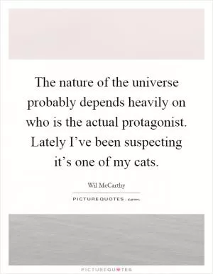 The nature of the universe probably depends heavily on who is the actual protagonist. Lately I’ve been suspecting it’s one of my cats Picture Quote #1