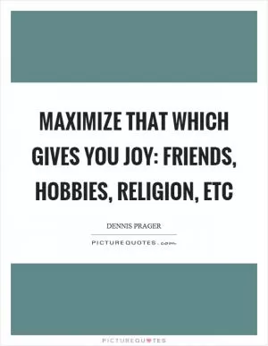 Maximize that which gives you joy: friends, hobbies, religion, etc Picture Quote #1