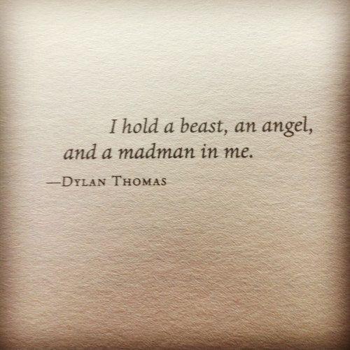 I hold a beast, an angel, and a madman in me Picture Quote #1