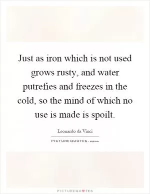 Just as iron which is not used grows rusty, and water putrefies and freezes in the cold, so the mind of which no use is made is spoilt Picture Quote #1