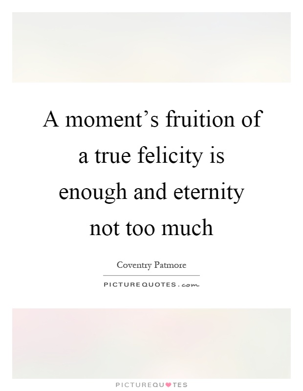 A moment's fruition of a true felicity is enough and eternity not too much Picture Quote #1