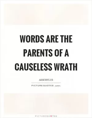 Words are the parents of a causeless wrath Picture Quote #1