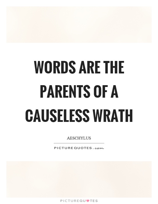 Words are the parents of a causeless wrath Picture Quote #1