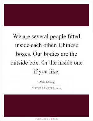 We are several people fitted inside each other. Chinese boxes. Our bodies are the outside box. Or the inside one if you like Picture Quote #1