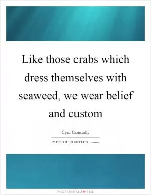 Like those crabs which dress themselves with seaweed, we wear belief and custom Picture Quote #1