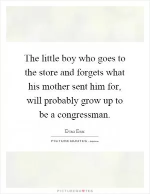 The little boy who goes to the store and forgets what his mother sent him for, will probably grow up to be a congressman Picture Quote #1