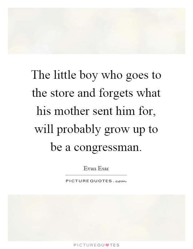 The little boy who goes to the store and forgets what his mother sent him for, will probably grow up to be a congressman Picture Quote #1