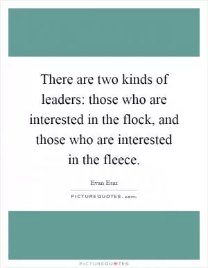 There are two kinds of leaders: those who are interested in the flock, and those who are interested in the fleece Picture Quote #1