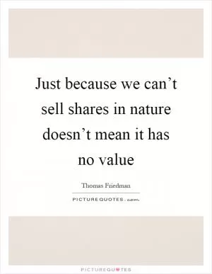 Just because we can’t sell shares in nature doesn’t mean it has no value Picture Quote #1