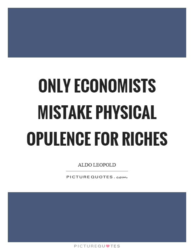 Only economists mistake physical opulence for riches Picture Quote #1