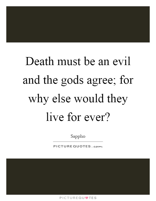 Death must be an evil and the gods agree; for why else would they live for ever? Picture Quote #1