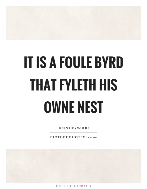 It is a foule byrd that fyleth his owne nest Picture Quote #1