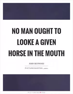 No man ought to looke a given horse in the mouth Picture Quote #1