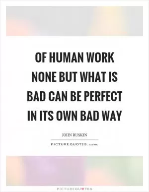 Of human work none but what is bad can be perfect in its own bad way Picture Quote #1