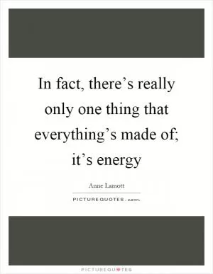 In fact, there’s really only one thing that everything’s made of; it’s energy Picture Quote #1