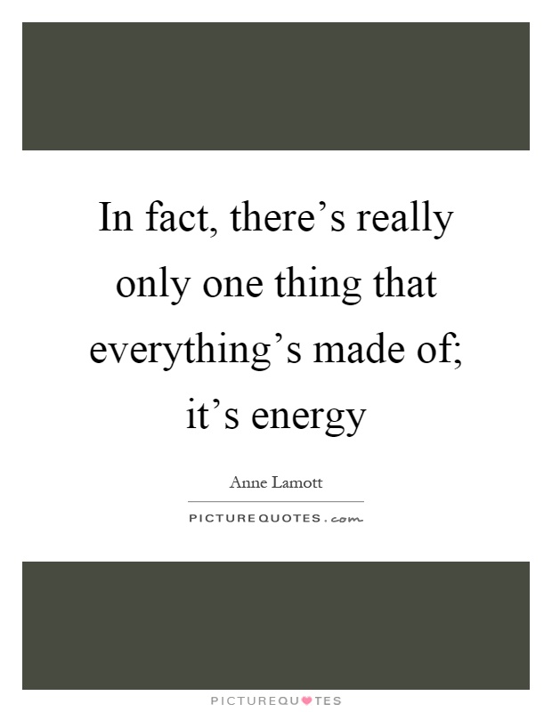 In fact, there's really only one thing that everything's made of; it's energy Picture Quote #1
