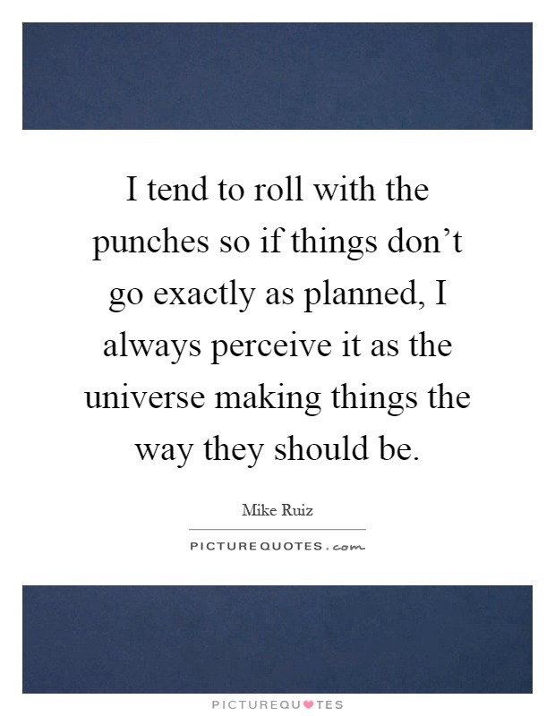 I tend to roll with the punches so if things don't go exactly as planned, I always perceive it as the universe making things the way they should be Picture Quote #1