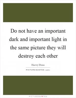 Do not have an important dark and important light in the same picture they will destroy each other Picture Quote #1