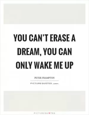 You can’t erase a dream, you can only wake me up Picture Quote #1