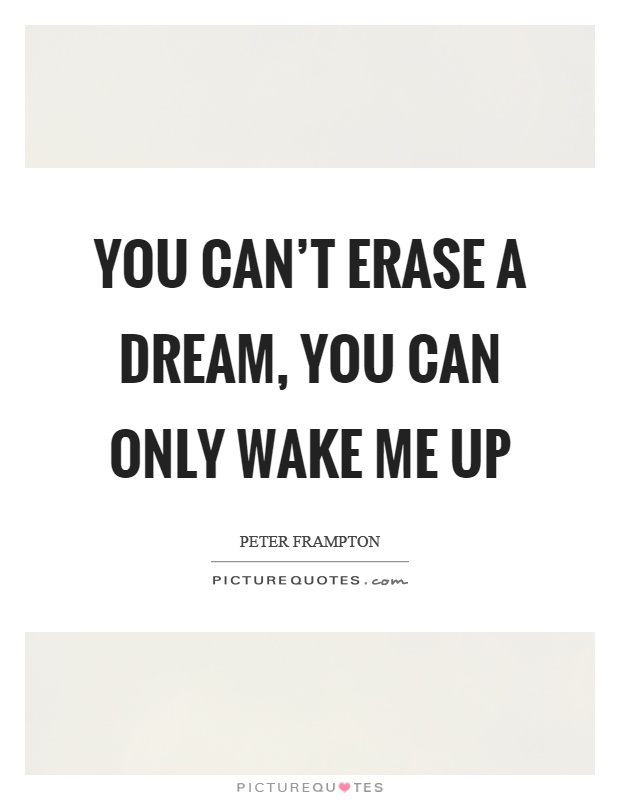 You can't erase a dream, you can only wake me up Picture Quote #1