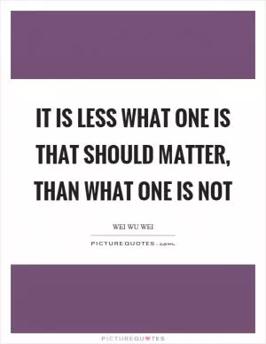 It is less what one is that should matter, than what one is not Picture Quote #1