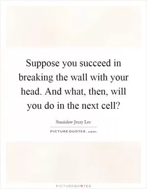 Suppose you succeed in breaking the wall with your head. And what, then, will you do in the next cell? Picture Quote #1