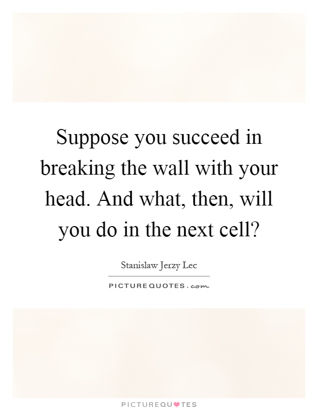 Suppose you succeed in breaking the wall with your head. And what, then, will you do in the next cell? Picture Quote #1