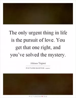 The only urgent thing in life is the pursuit of love. You get that one right, and you’ve solved the mystery Picture Quote #1