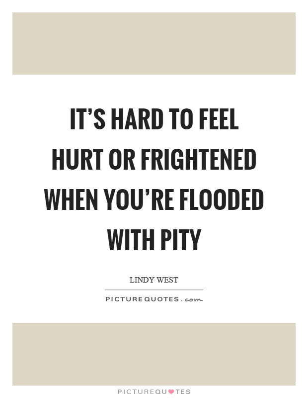 It's hard to feel hurt or frightened when you're flooded with pity Picture Quote #1