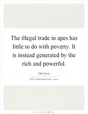 The illegal trade in apes has little to do with poverty. It is instead generated by the rich and powerful Picture Quote #1