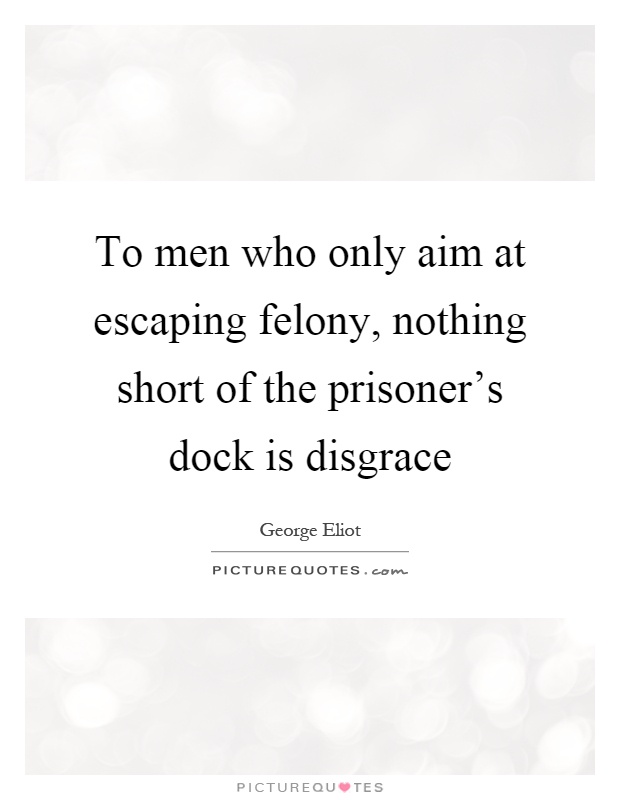 To men who only aim at escaping felony, nothing short of the prisoner's dock is disgrace Picture Quote #1
