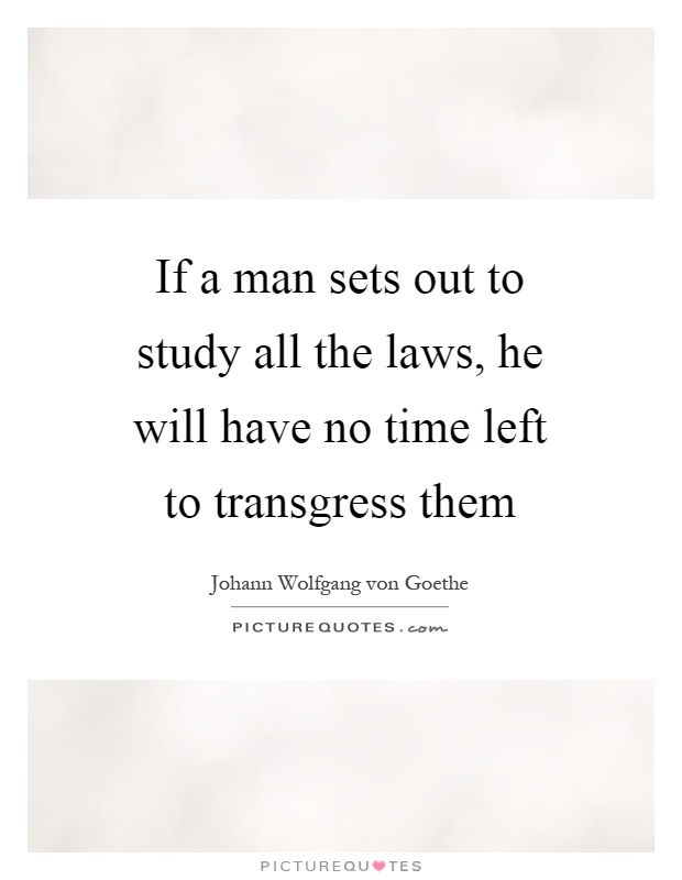 If a man sets out to study all the laws, he will have no time left to transgress them Picture Quote #1