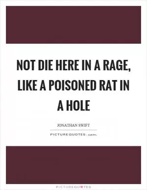 Not die here in a rage, like a poisoned rat in a hole Picture Quote #1