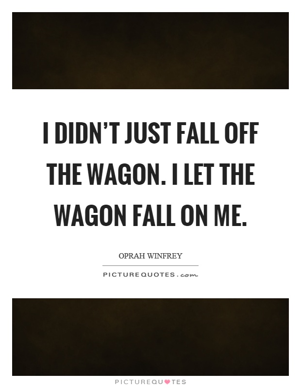 I didn't just fall off the wagon. I let the wagon fall on me Picture Quote #1