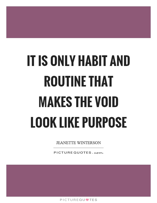 It is only habit and routine that makes the void look like purpose Picture Quote #1