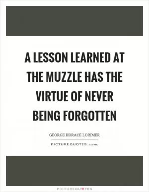 A lesson learned at the muzzle has the virtue of never being forgotten Picture Quote #1