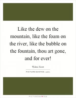 Like the dew on the mountain, like the foam on the river, like the bubble on the fountain, thou art gone, and for ever! Picture Quote #1