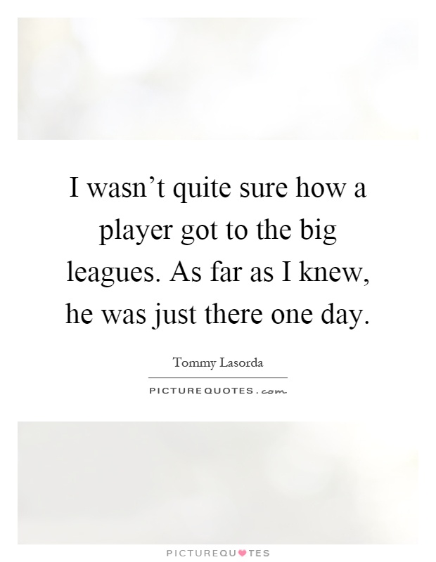 I wasn't quite sure how a player got to the big leagues. As far as I knew, he was just there one day Picture Quote #1