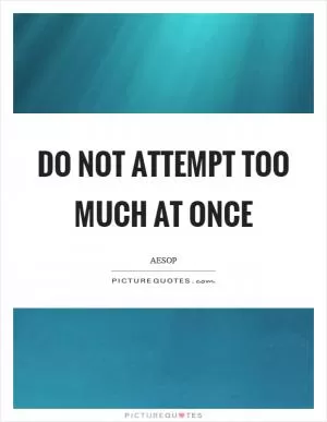 Do not attempt too much at once Picture Quote #1