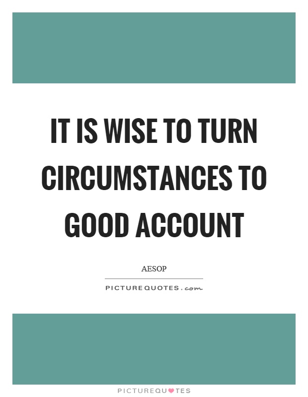 It is wise to turn circumstances to good account Picture Quote #1