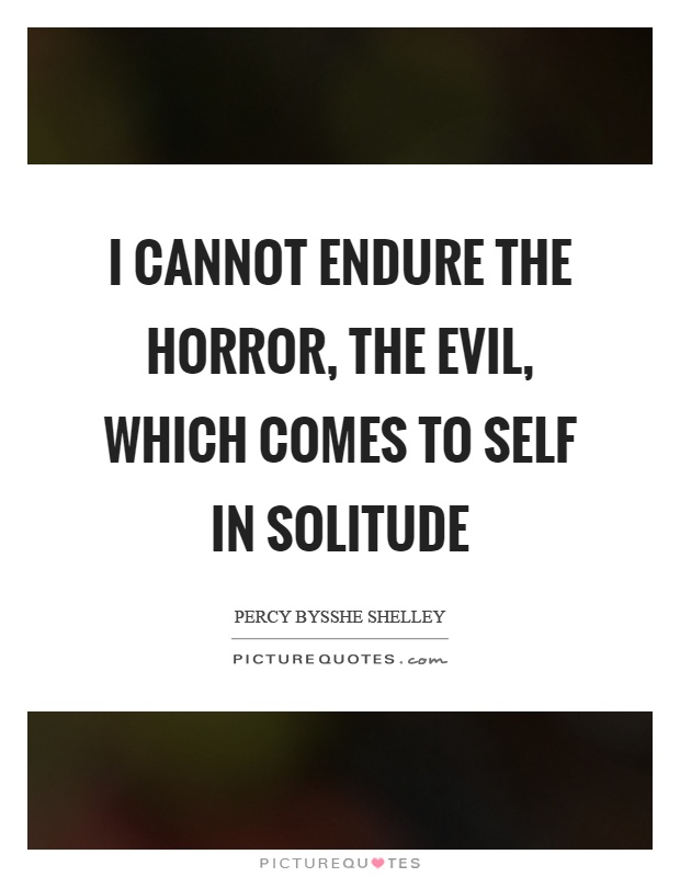 I cannot endure the horror, the evil, which comes to self in solitude Picture Quote #1